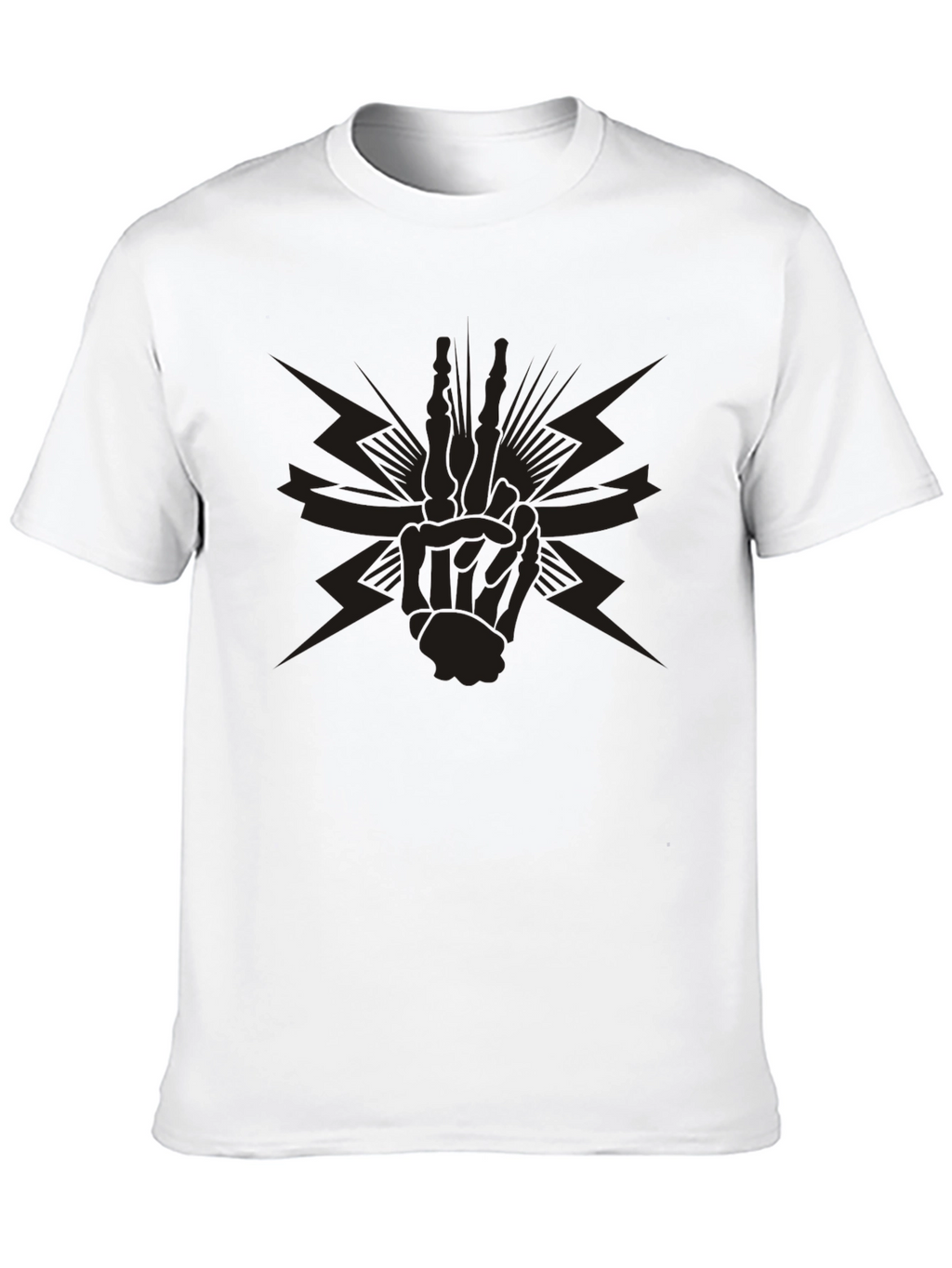 Black Graphic Tee - Skeleton Peace Sign