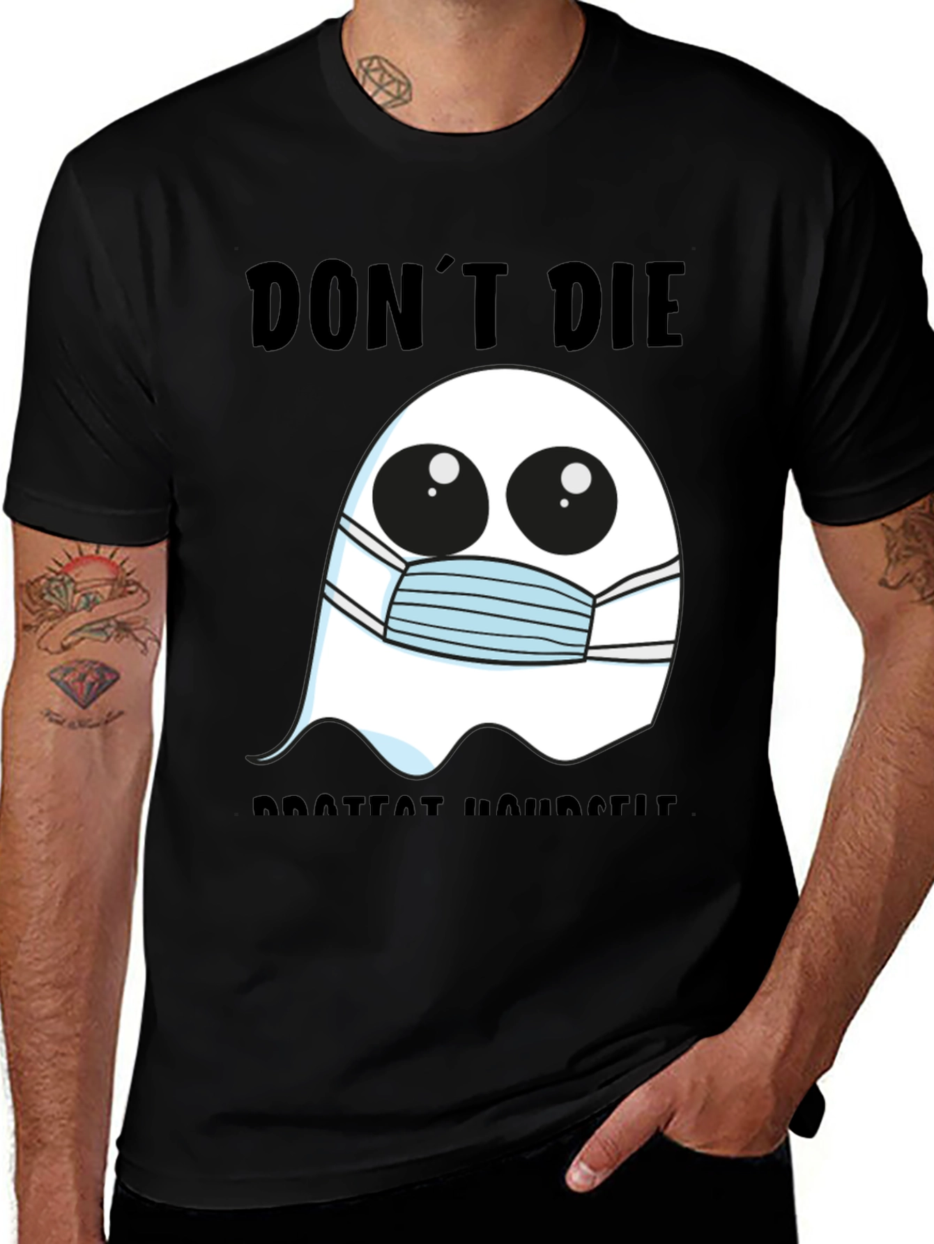 Ghost Face Mask Tee: Dont Die Protect Yourself!