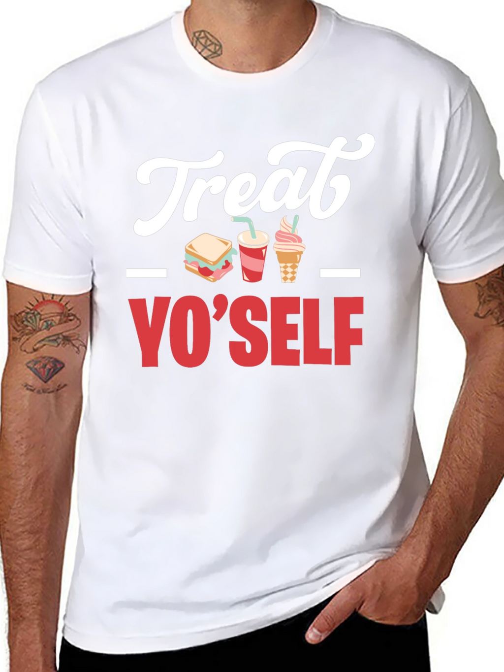 Treat Yo Self Graphic T-Shirt - Black Cotton Tee