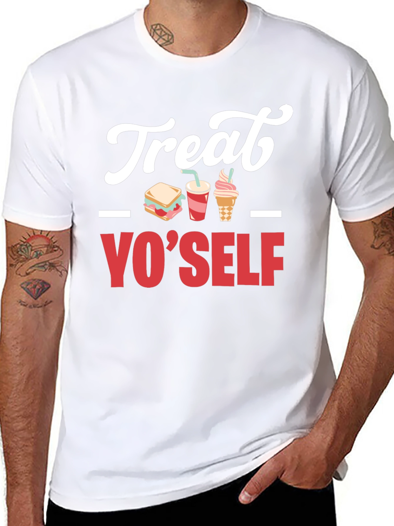 Treat Yo Self Graphic T-Shirt - Black Cotton Tee