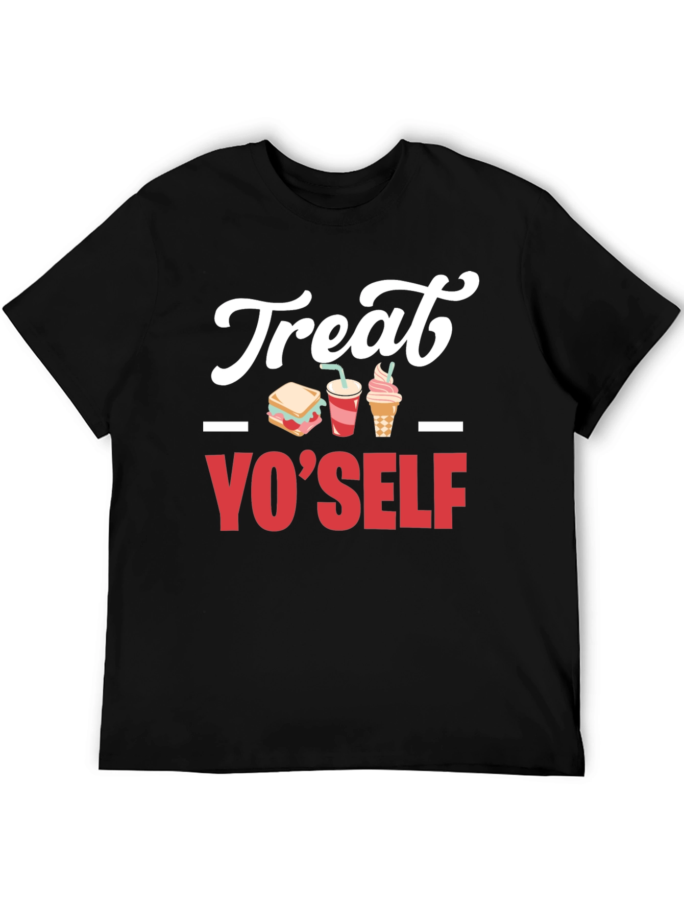 Treat Yo Self Graphic T-Shirt - Black Cotton Tee