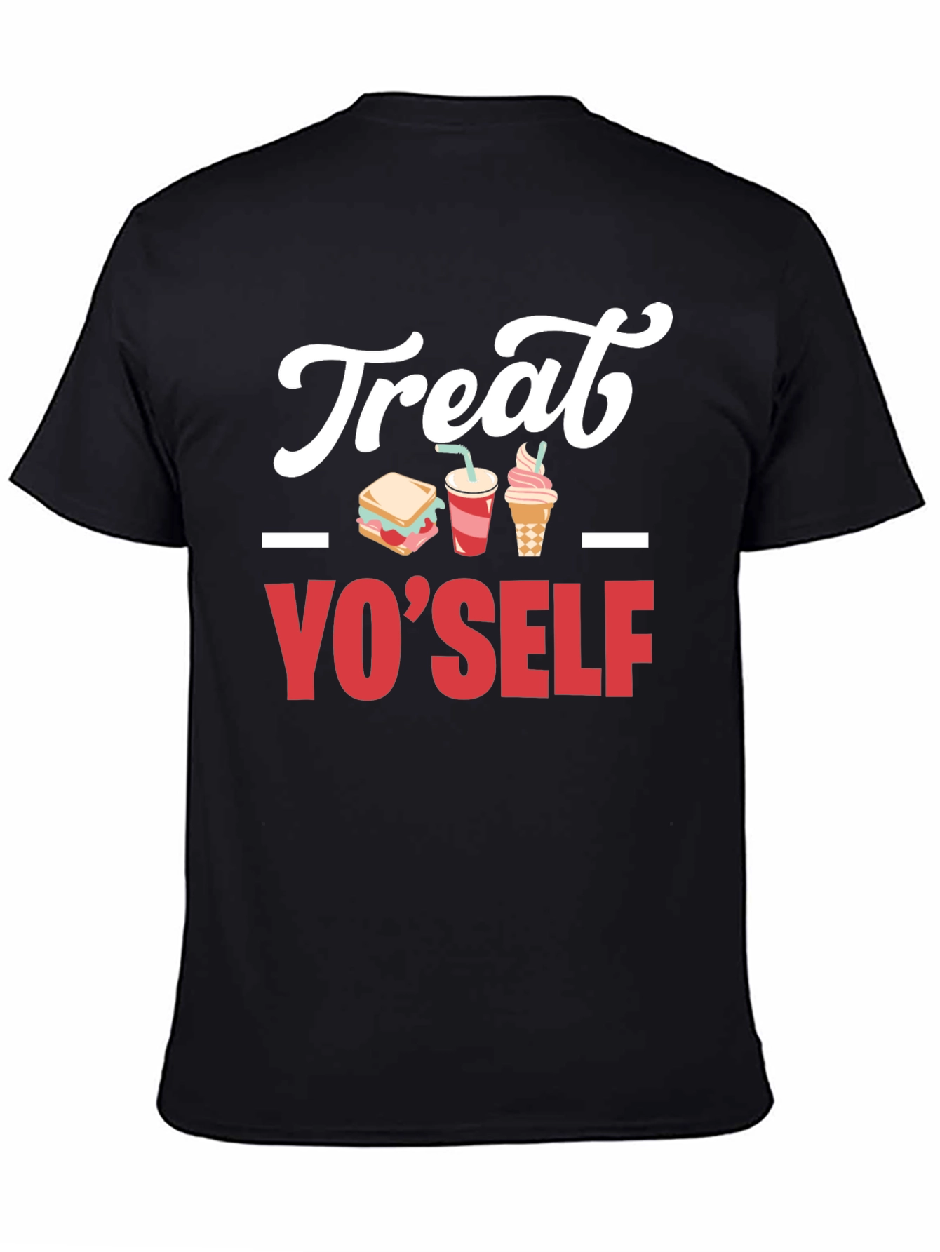Treat Yo Self Graphic T-Shirt - Black Cotton Tee
