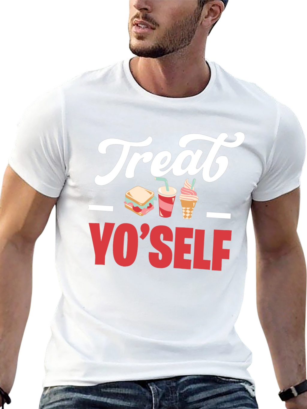 Treat Yo Self Graphic T-Shirt - Black Cotton Tee
