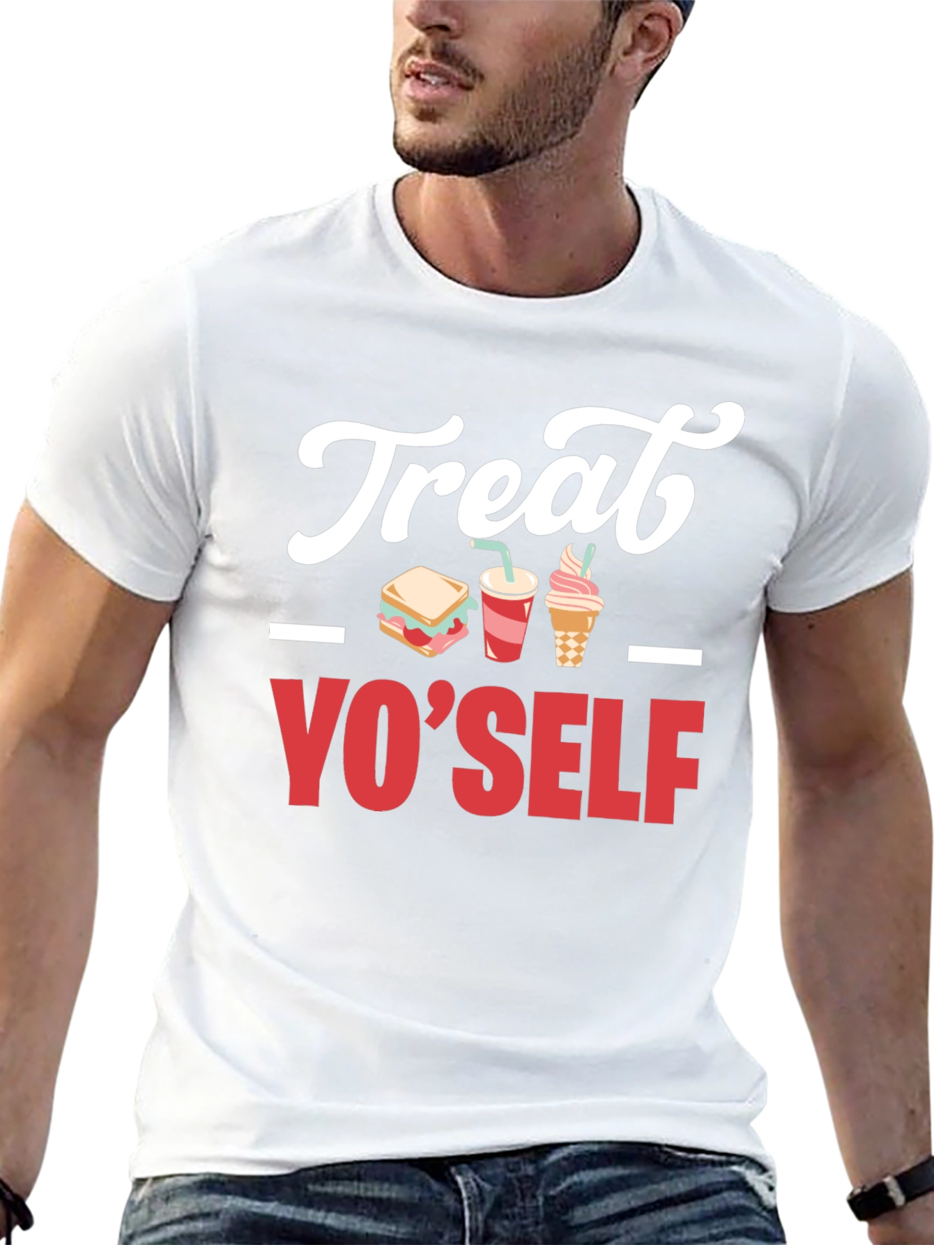Treat Yo Self Graphic T-Shirt - Black Cotton Tee