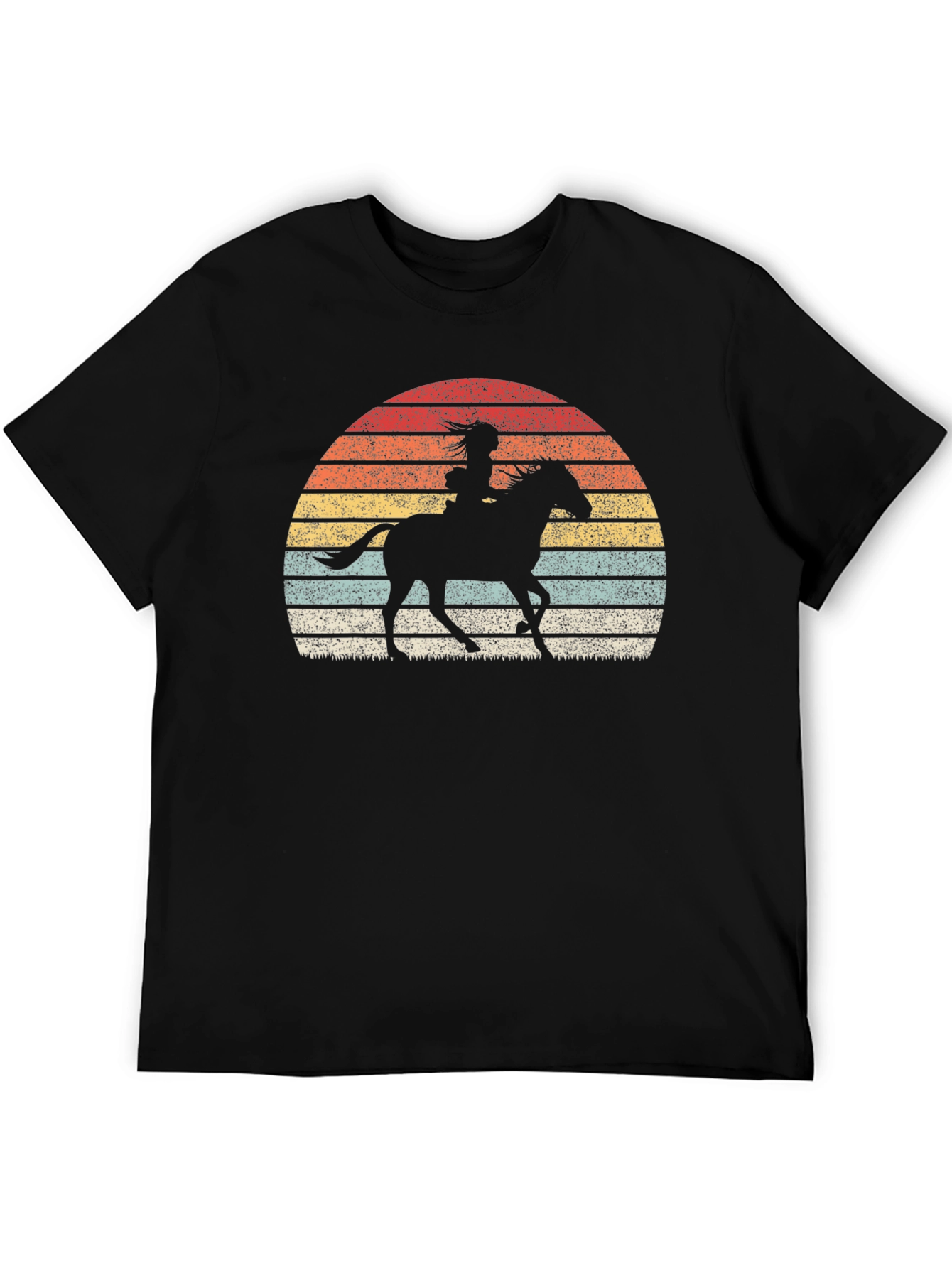 Retro Sunset Horse Rider Graphic Tee