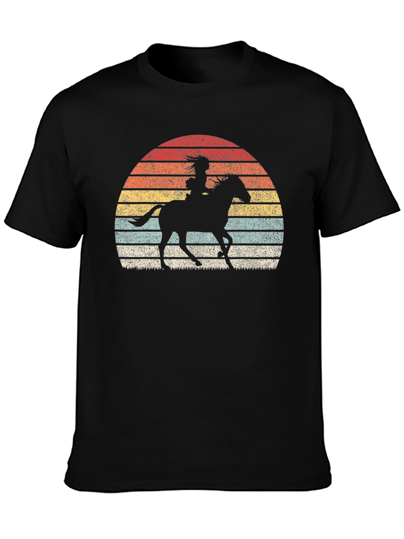 Retro Sunset Horse Rider Graphic Tee