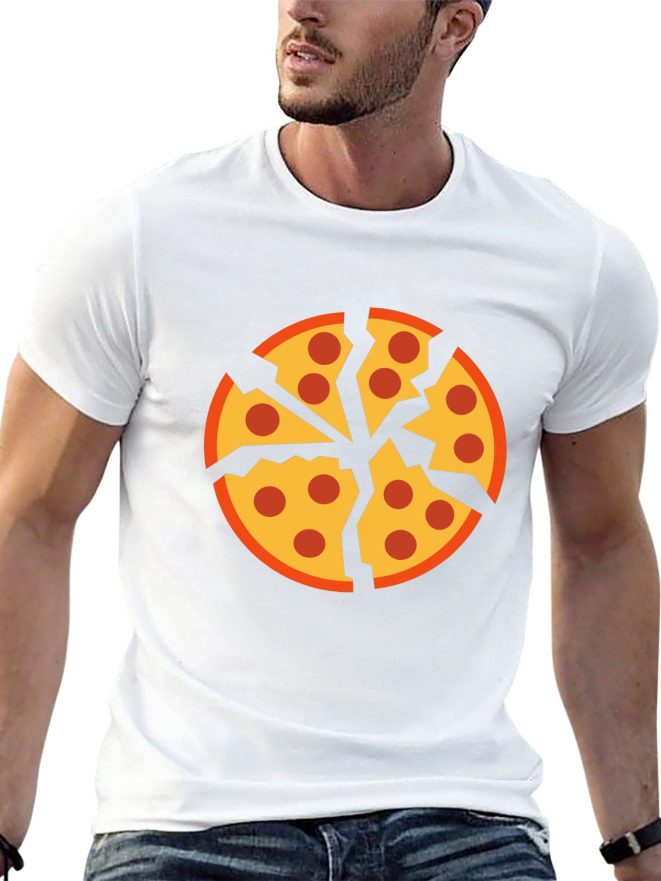 Cracked Pizza Graphic Tee - Unique Design Black T-Shirt