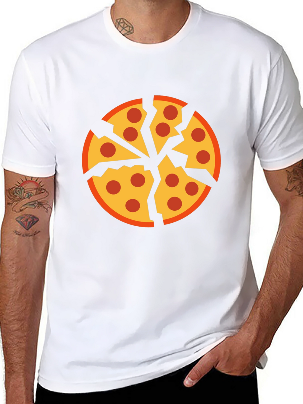Cracked Pizza Graphic Tee - Unique Design Black T-Shirt