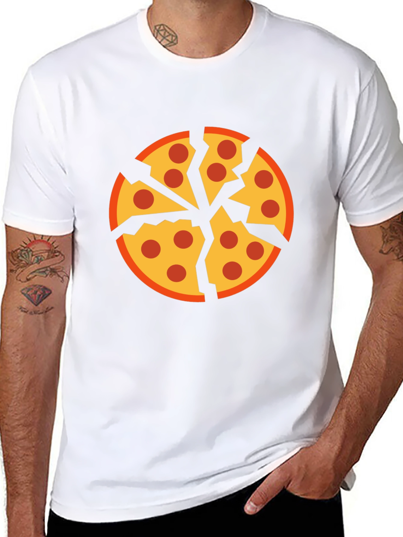 Cracked Pizza Graphic Tee - Unique Design Black T-Shirt