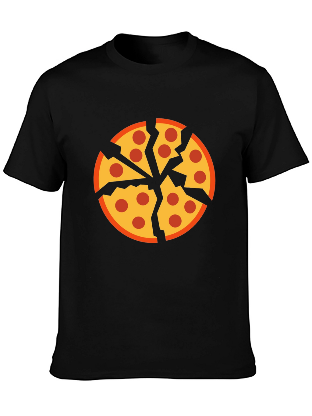 Cracked Pizza Graphic Tee - Unique Design Black T-Shirt