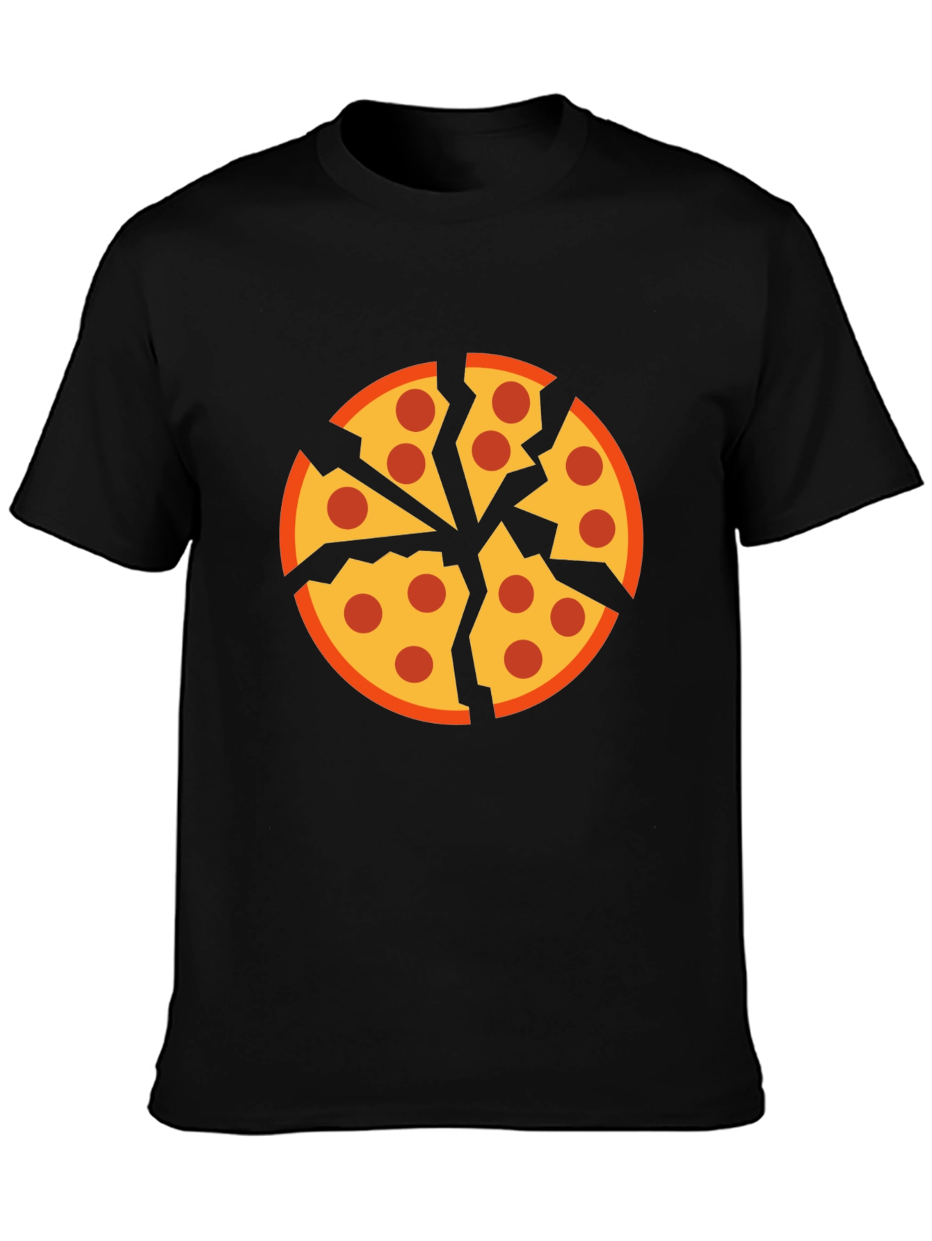 Cracked Pizza Graphic Tee - Unique Design Black T-Shirt