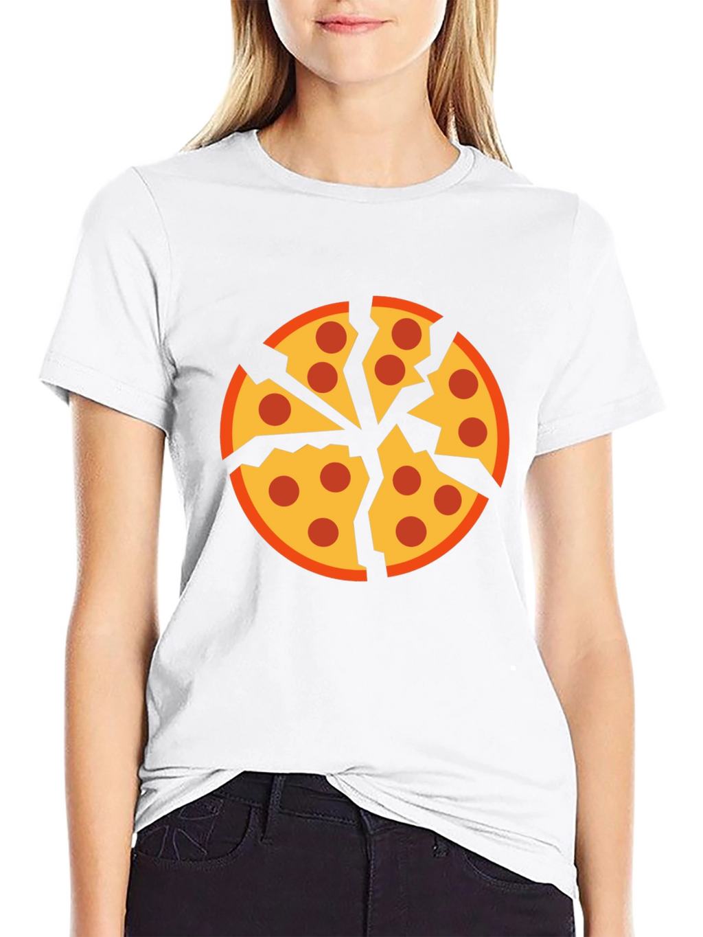 Cracked Pizza Graphic Tee - Unique Design Black T-Shirt
