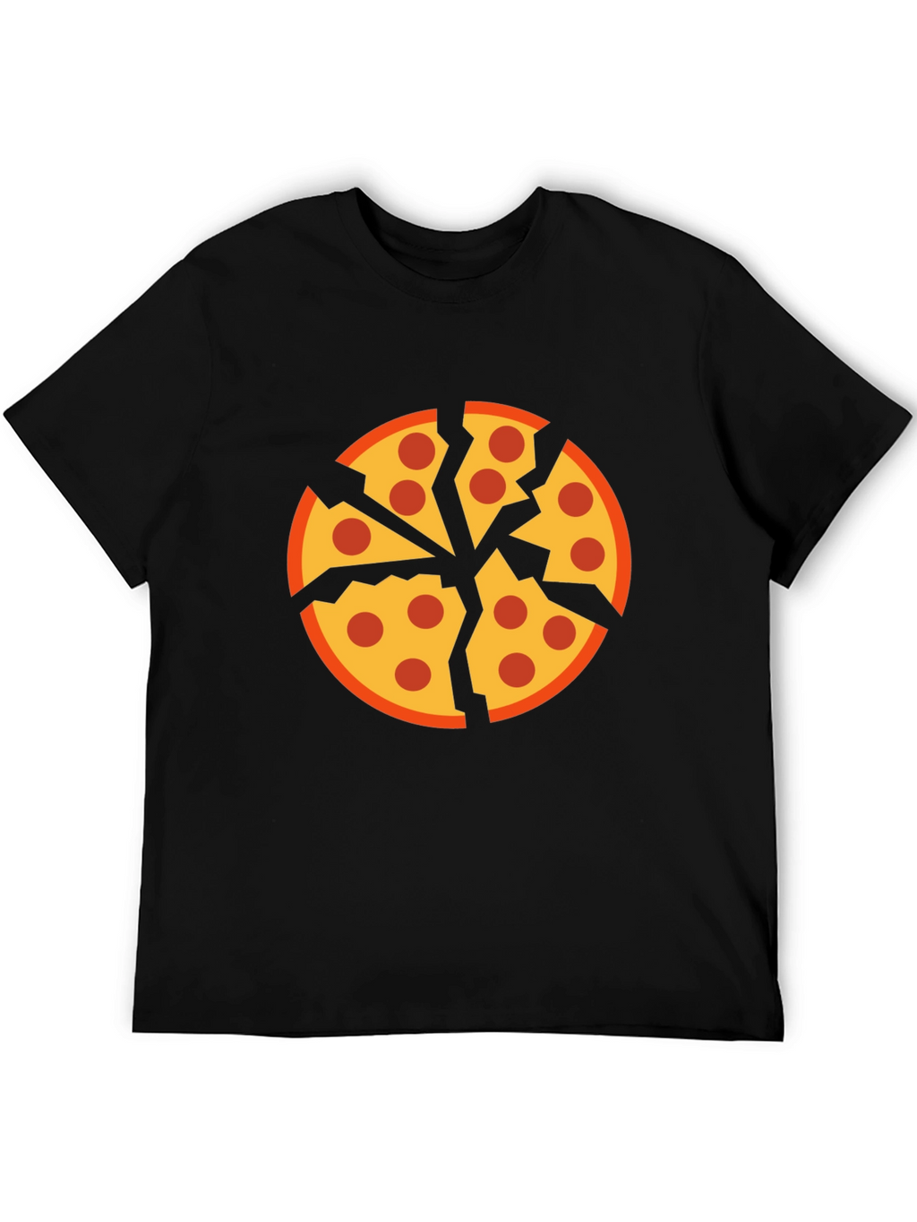 Cracked Pizza Graphic Tee - Unique Design Black T-Shirt