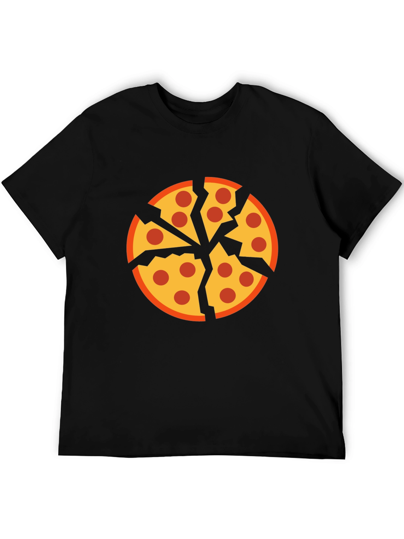Cracked Pizza Graphic Tee - Unique Design Black T-Shirt