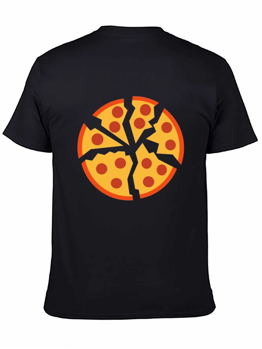 Cracked Pizza Graphic Tee - Unique Design Black T-Shirt