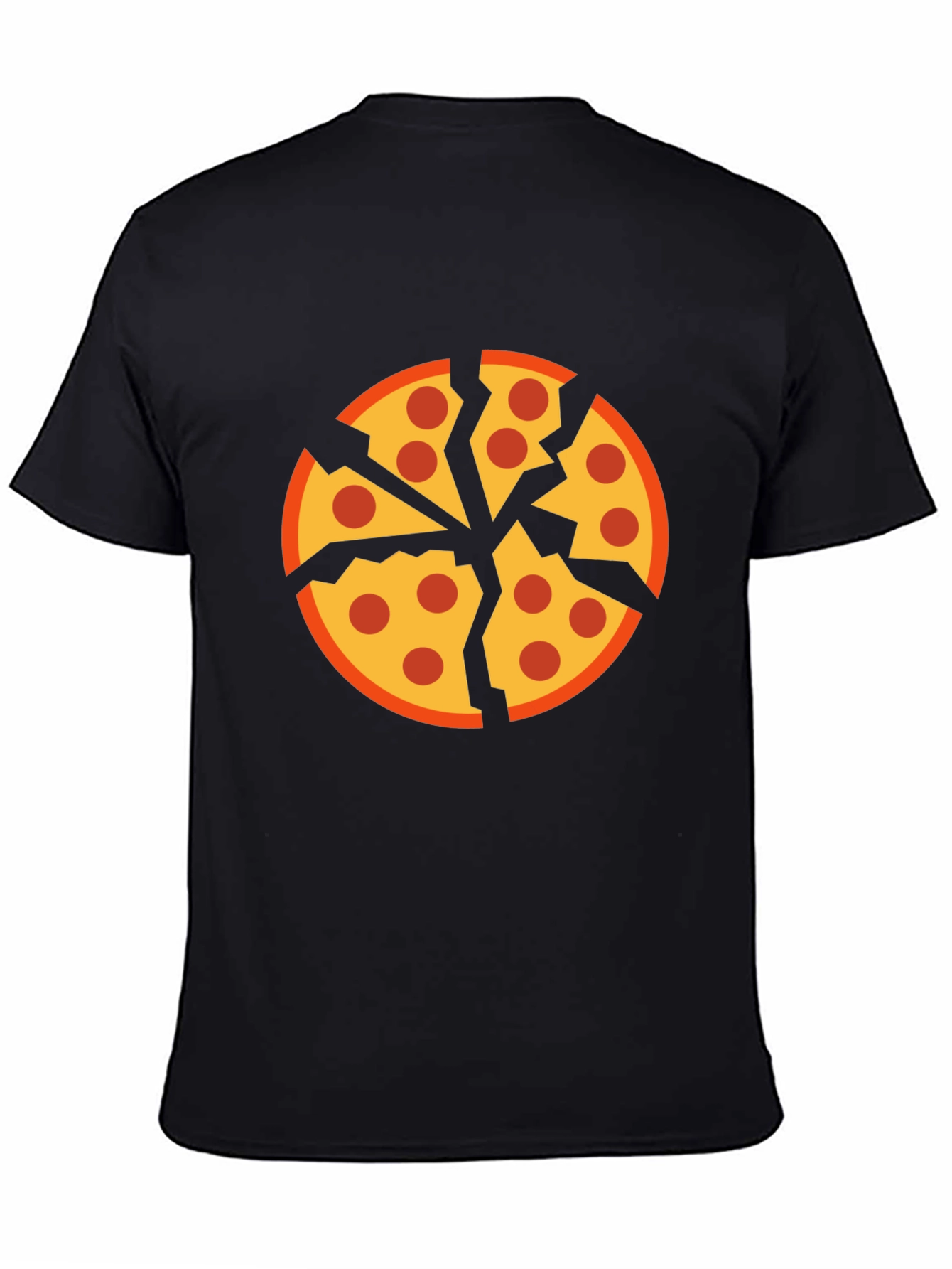 Cracked Pizza Graphic Tee - Unique Design Black T-Shirt