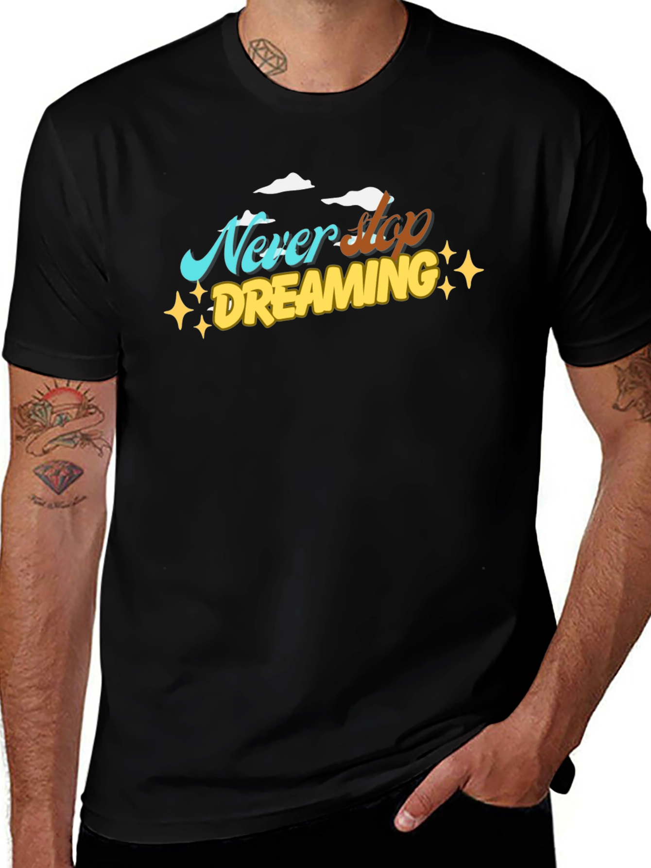 Never Stop Dreaming Graphic Black T-Shirt
