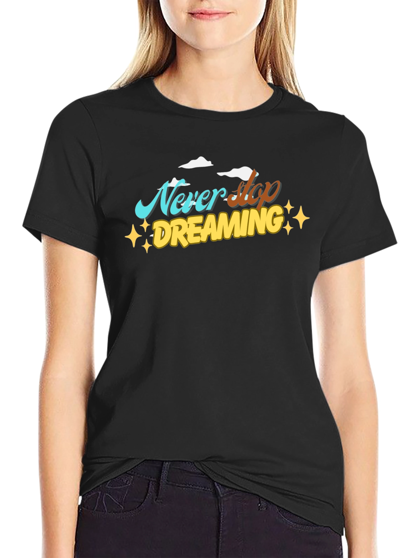 Never Stop Dreaming Graphic Black T-Shirt