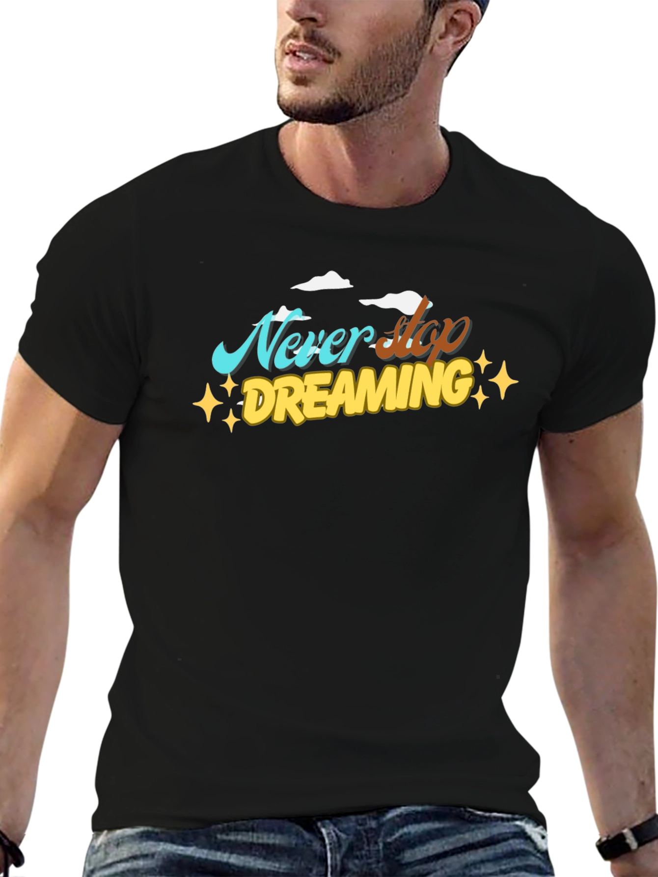 Never Stop Dreaming Graphic Black T-Shirt