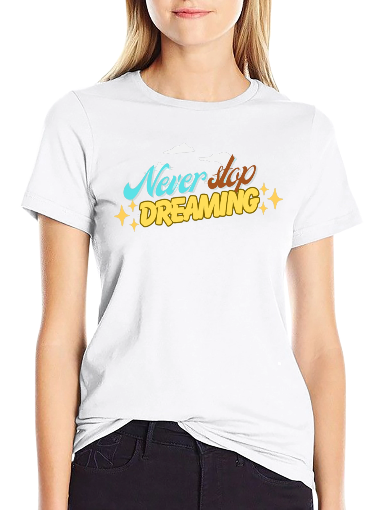Never Stop Dreaming Graphic Black T-Shirt