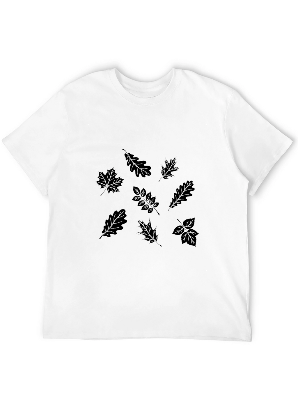 Mens Black Leaf Print T-Shirt