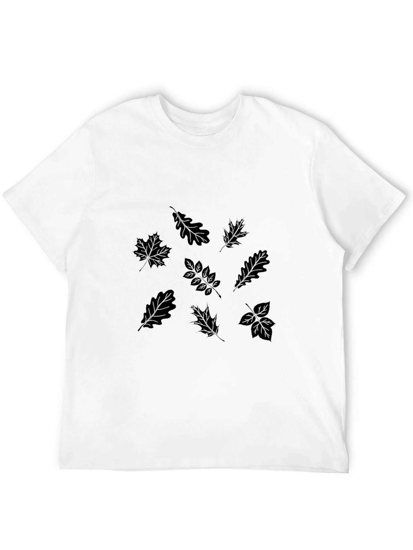 Mens Black Leaf Print T-Shirt