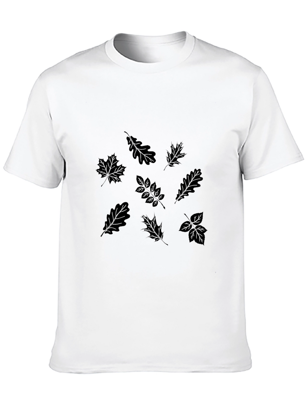 Mens Black Leaf Print T-Shirt
