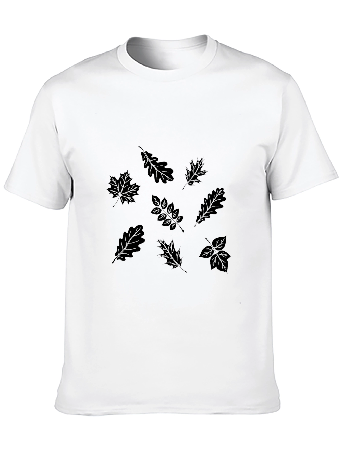 Mens Black Leaf Print T-Shirt