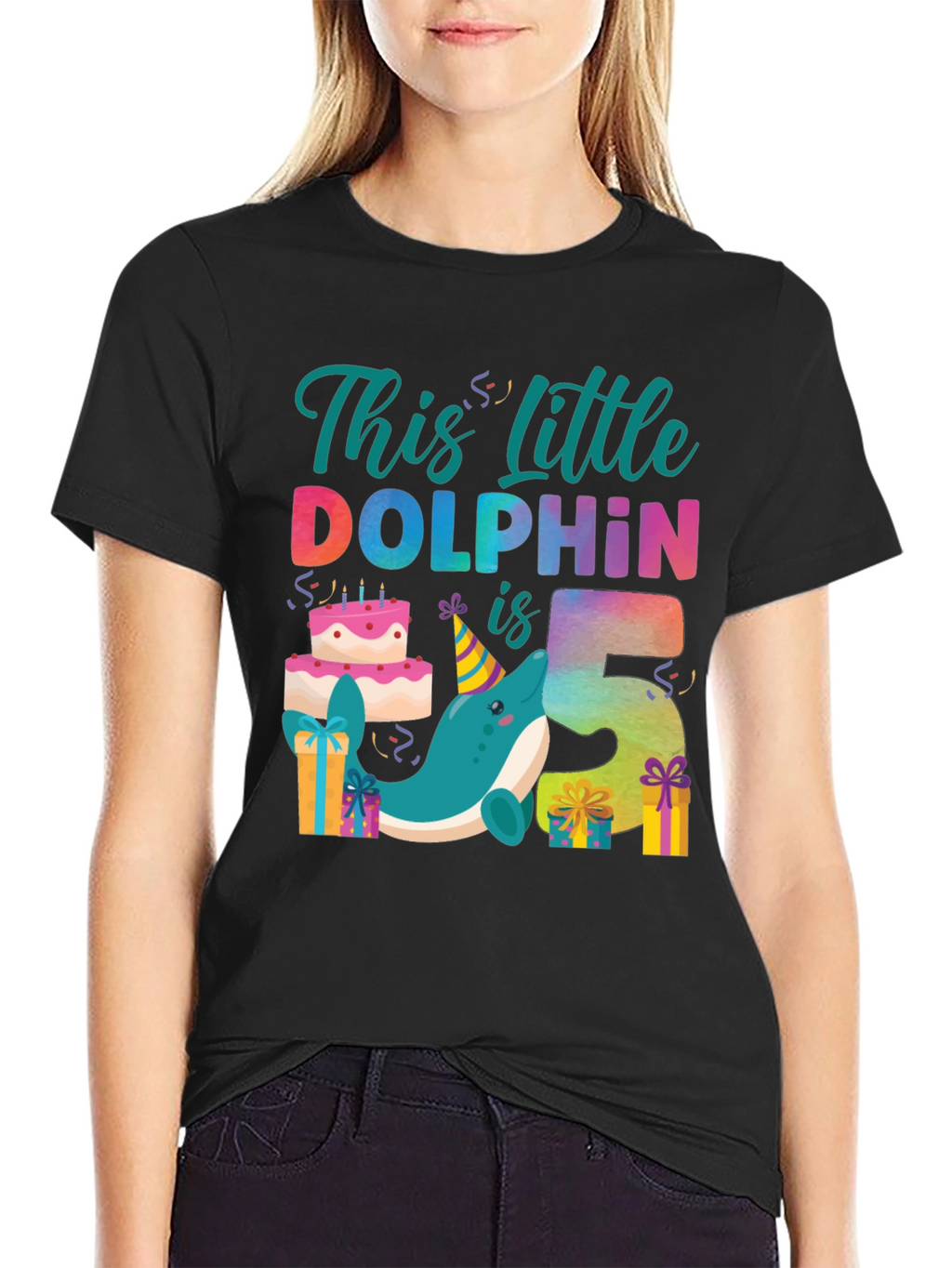 Little Dolphin 5th Birthday T-Shirt