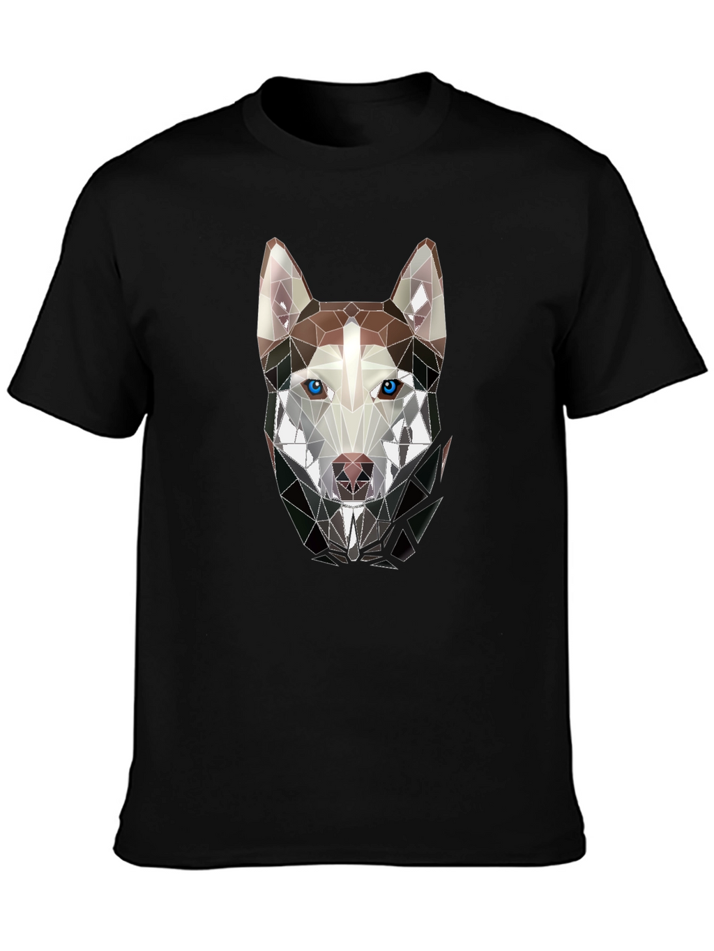 Geometric Husky Graphic Tee - Stylish Mens Black T-Shirt