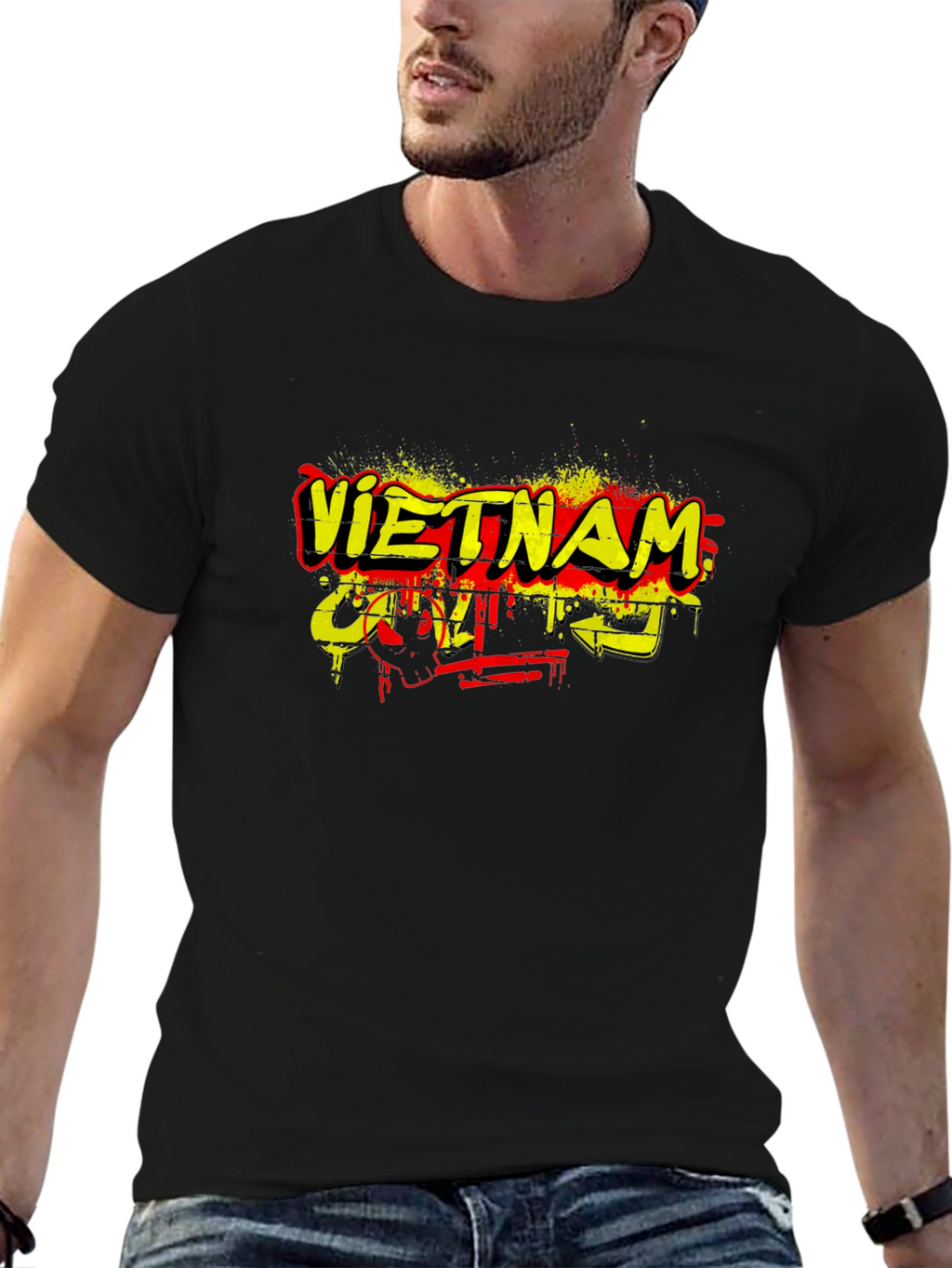 Vietnam Graphic Print Black T-Shirt