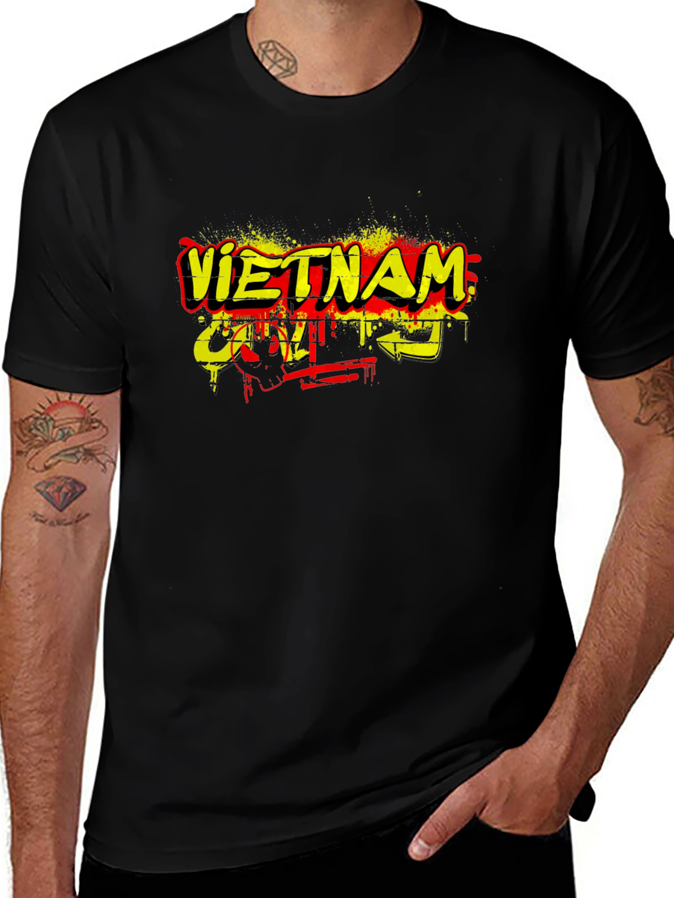 Vietnam Graphic Print Black T-Shirt