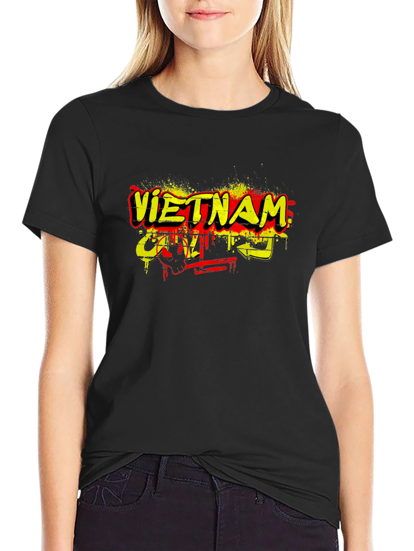 Vietnam Graphic Print Black T-Shirt