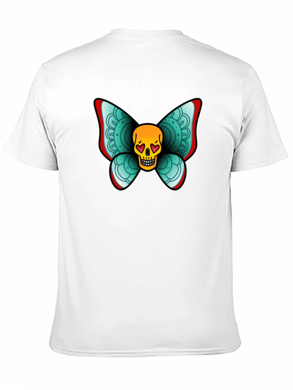 Skull Butterfly Graphic Tee - Black Cotton T-Shirt