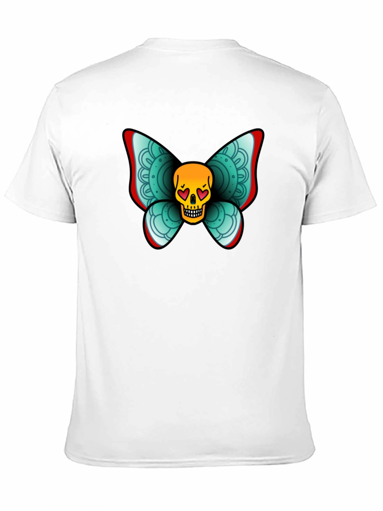 Skull Butterfly Graphic Tee - Black Cotton T-Shirt