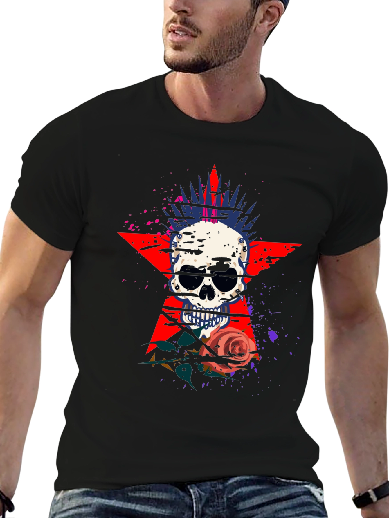 Skull & Rose Graphic Black T-Shirt