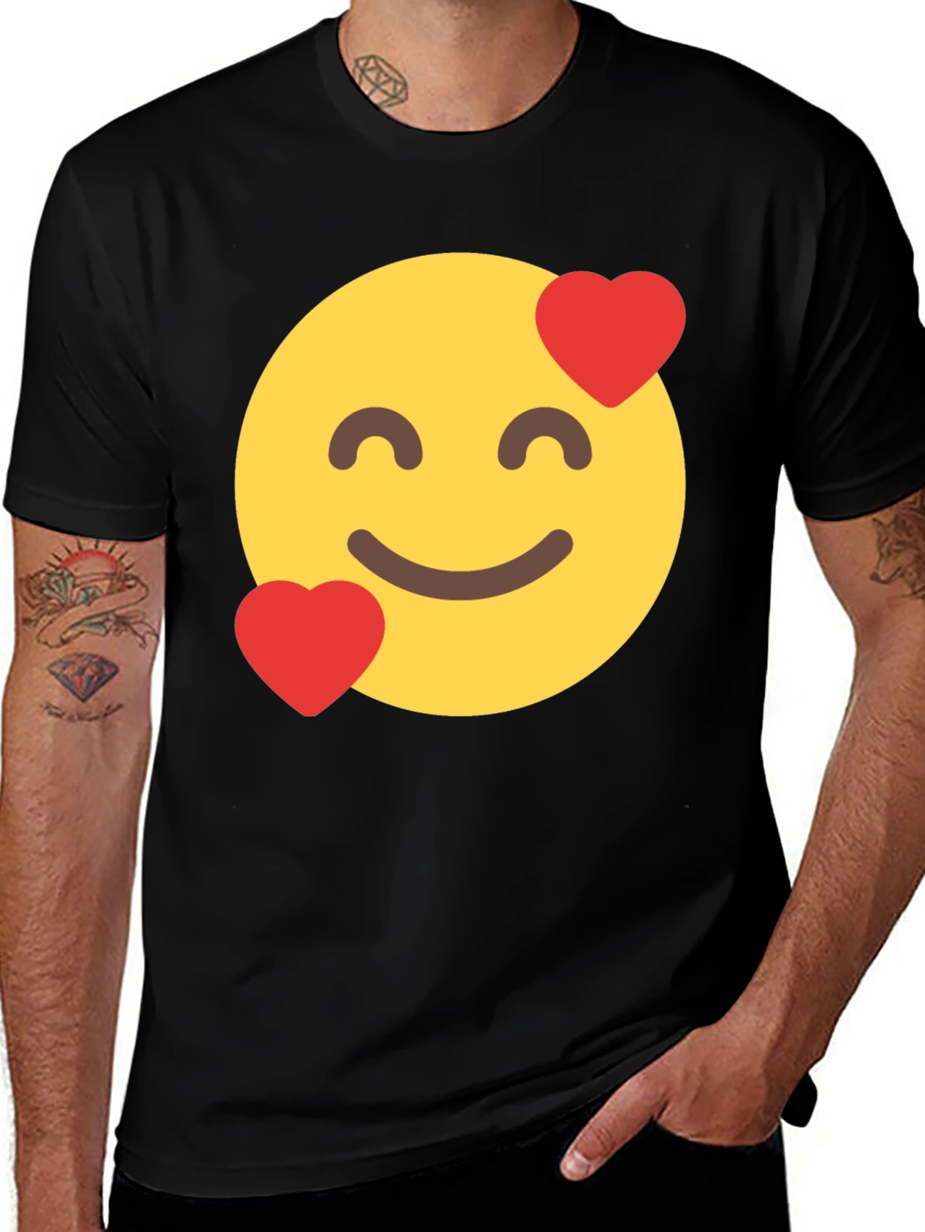 Emoji Love Face Black T-Shirt