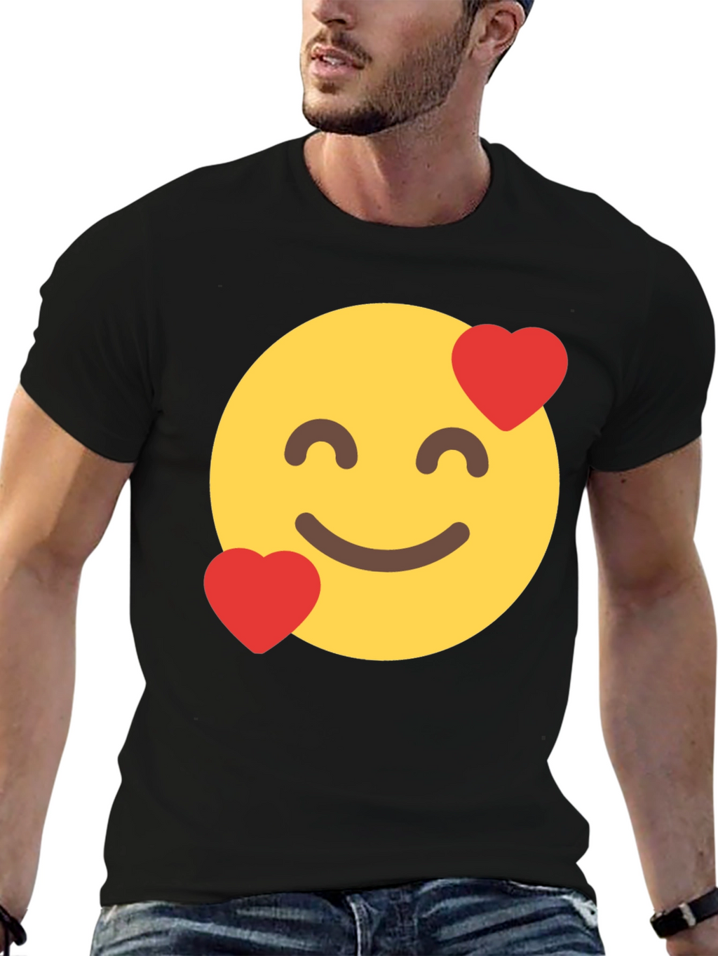 Emoji Love Face Black T-Shirt