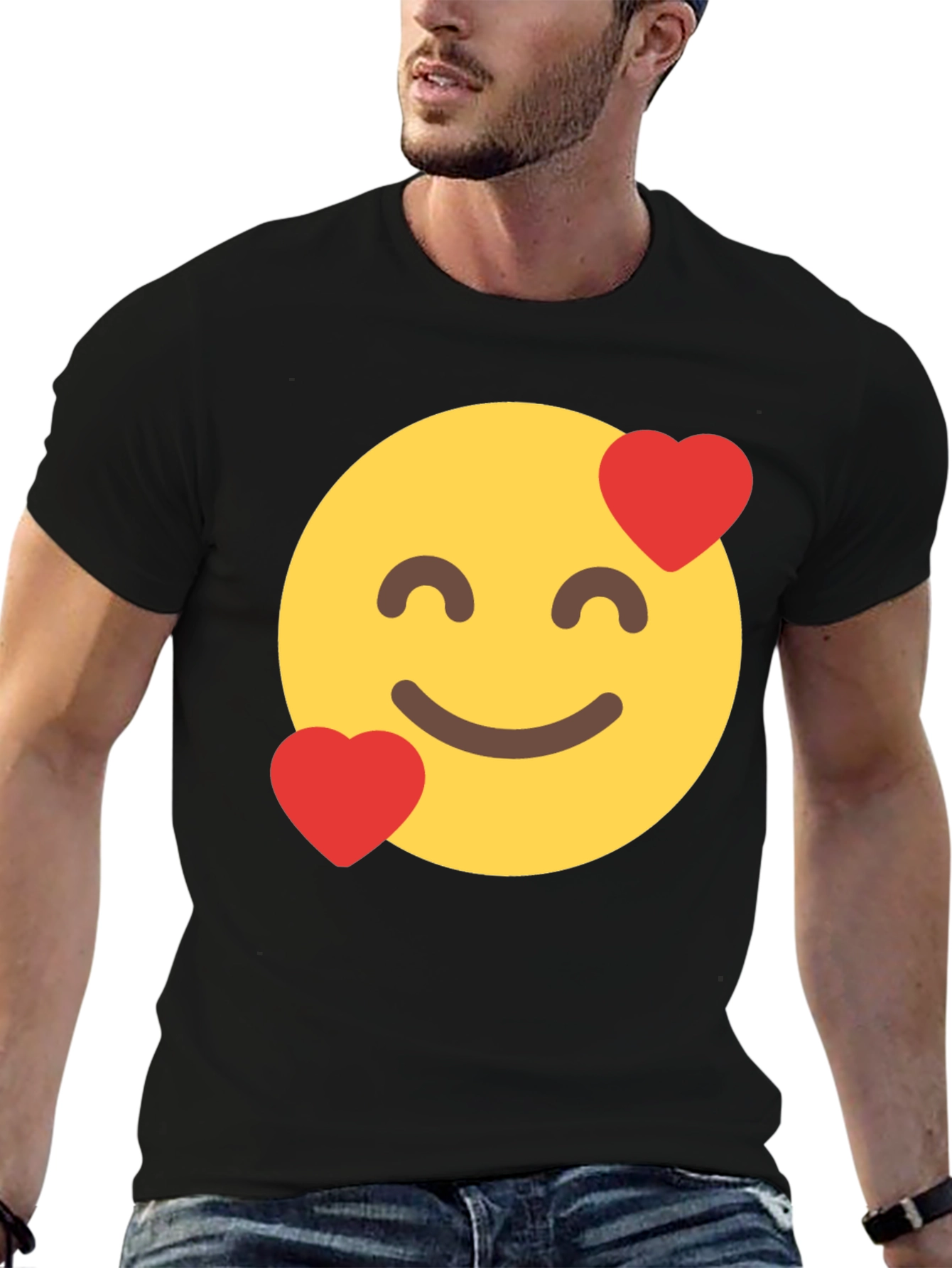 Emoji Love Face Black T-Shirt