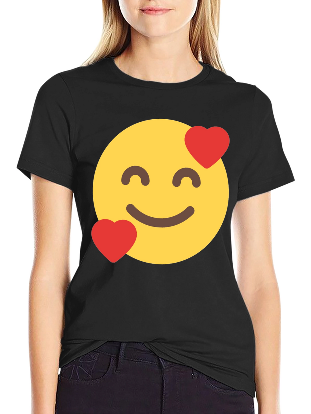 Emoji Love Face Black T-Shirt