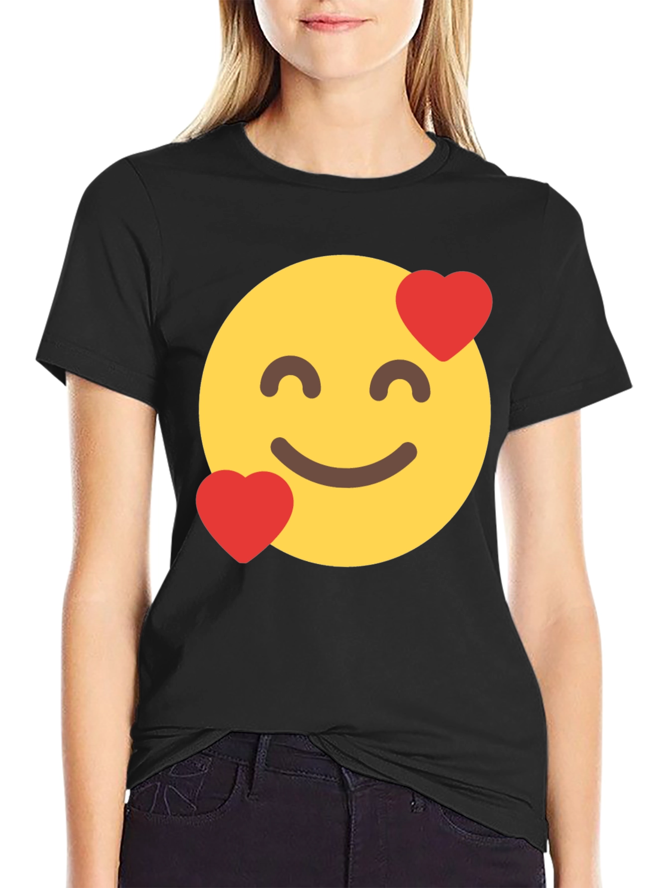 Emoji Love Face Black T-Shirt