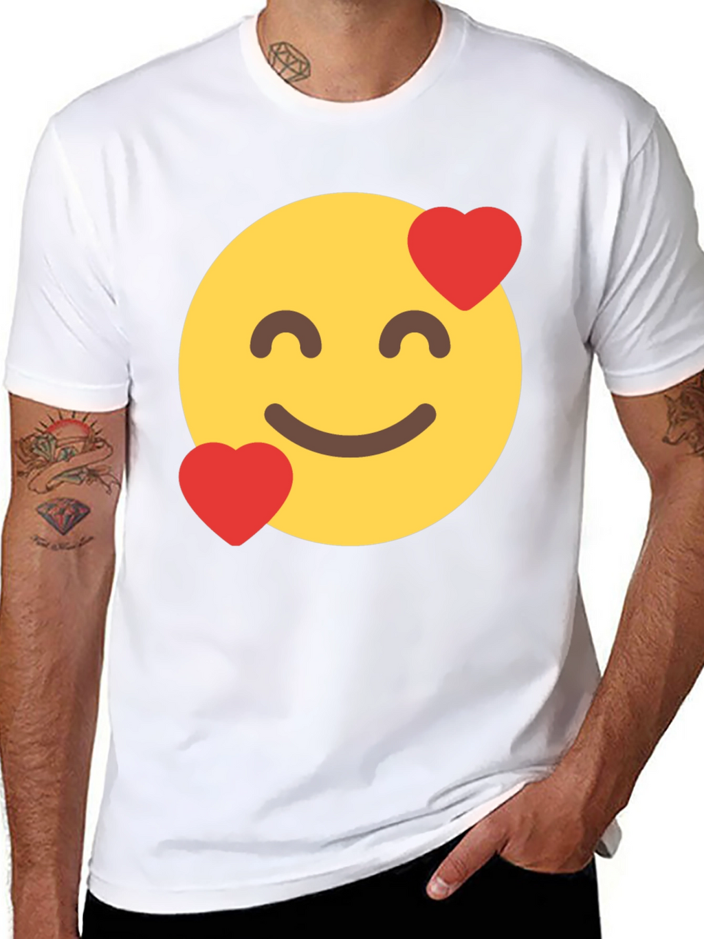 Emoji Love Face Black T-Shirt