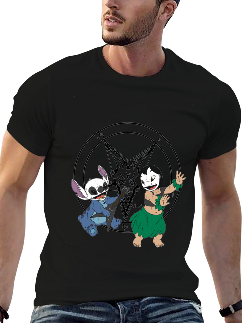 Stitch & Lilo Rock Band Black T-Shirt