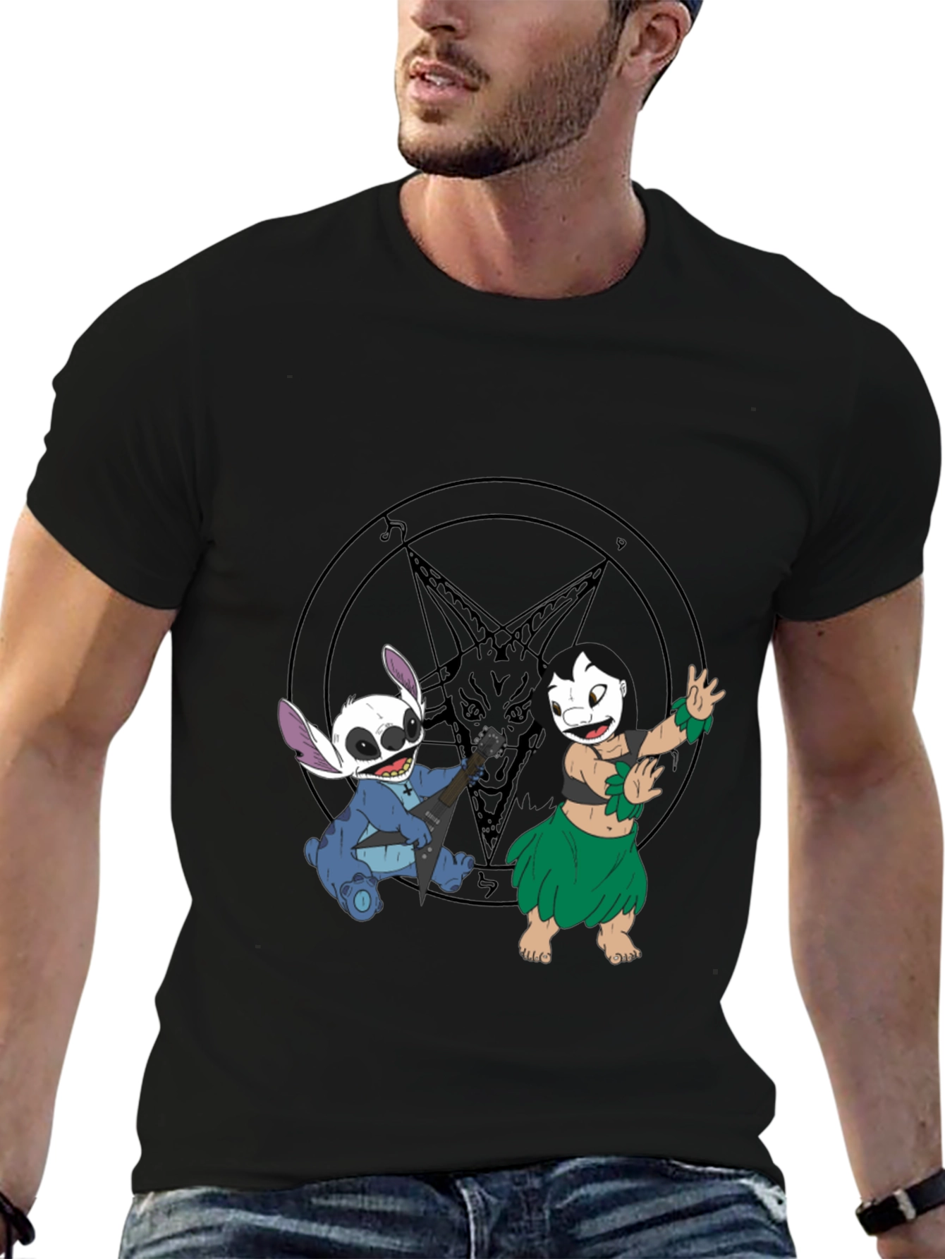 Stitch & Lilo Rock Band Black T-Shirt