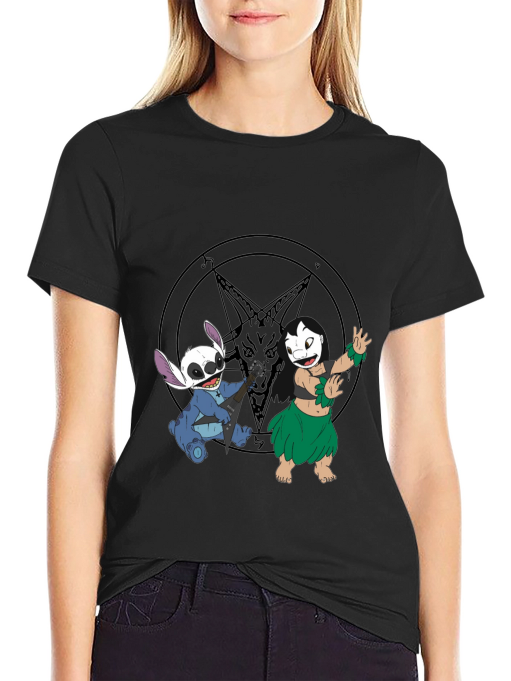 Stitch & Lilo Rock Band Black T-Shirt