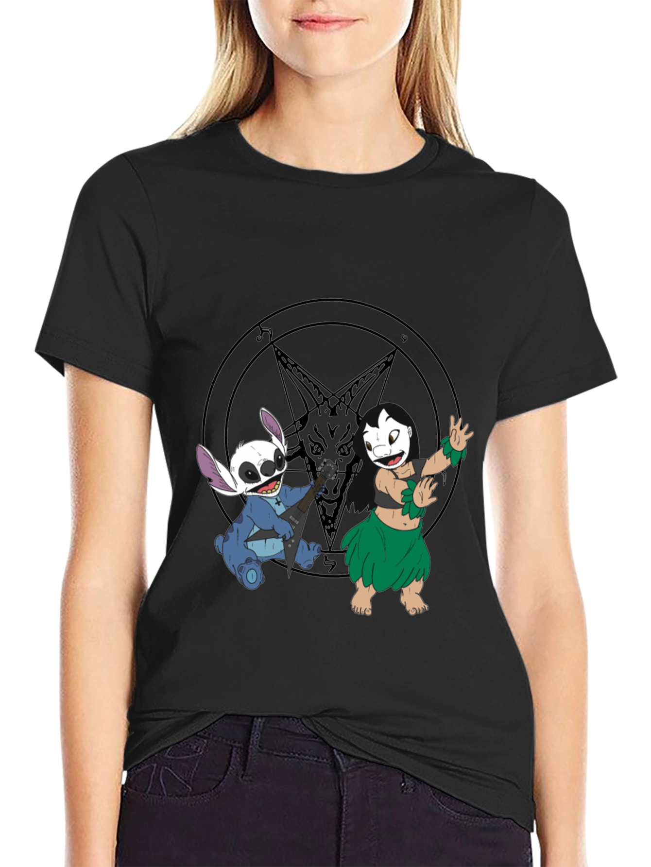 Stitch & Lilo Rock Band Black T-Shirt