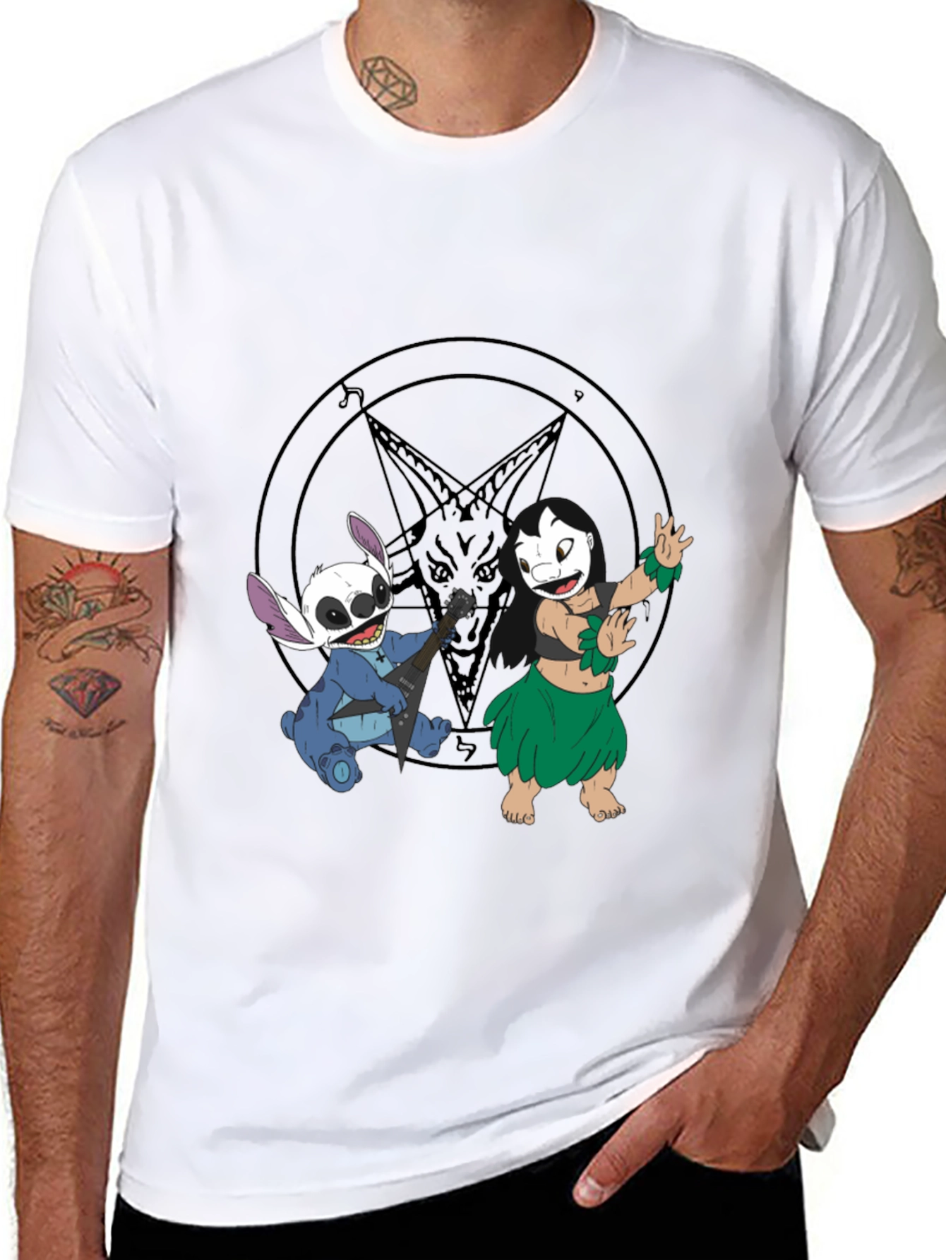 Stitch & Lilo Rock Band Black T-Shirt