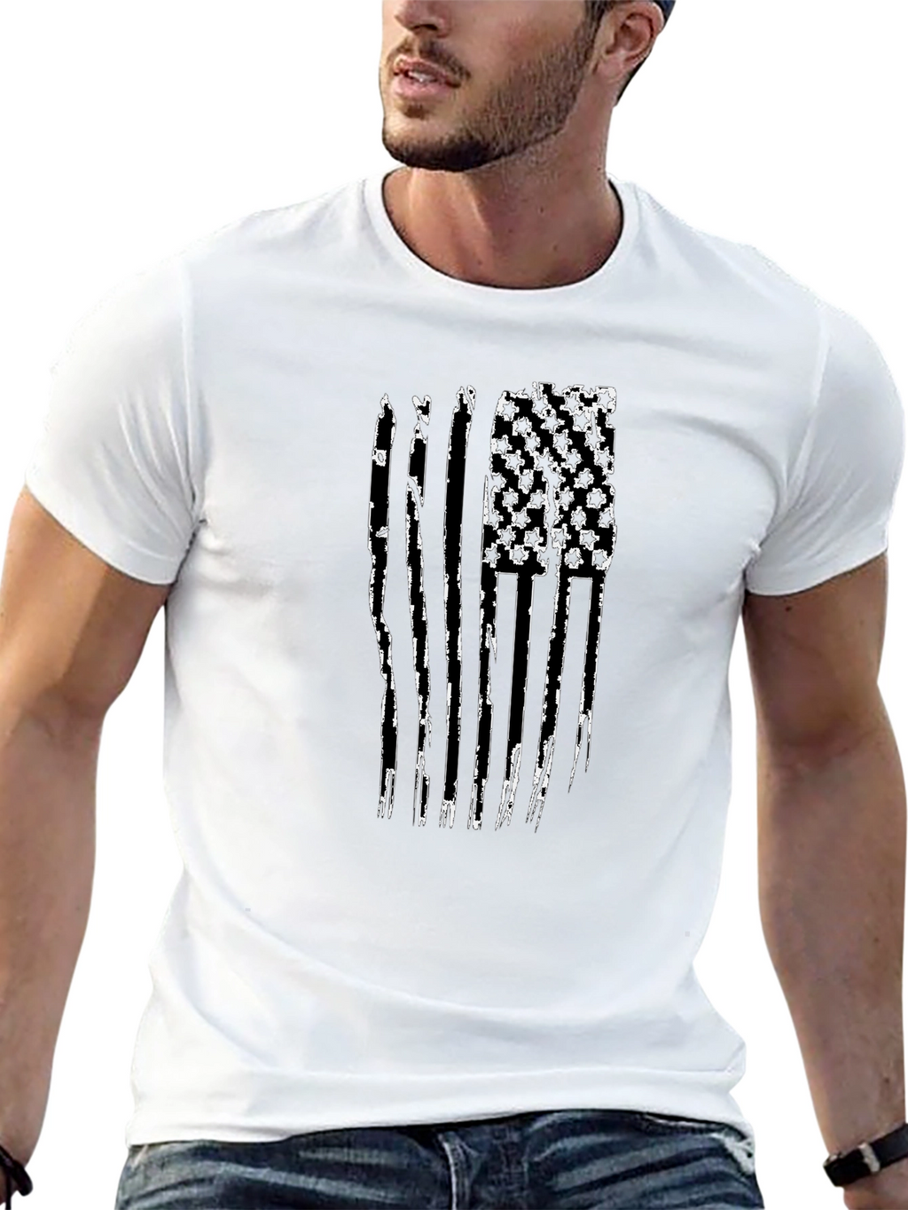 Distressed American Flag Graphic T-Shirt