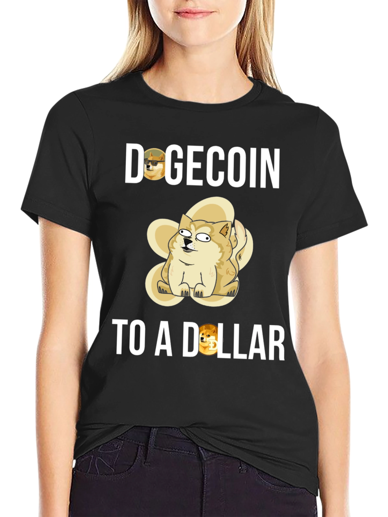 Dogecoin To a Dollar Black T-Shirt