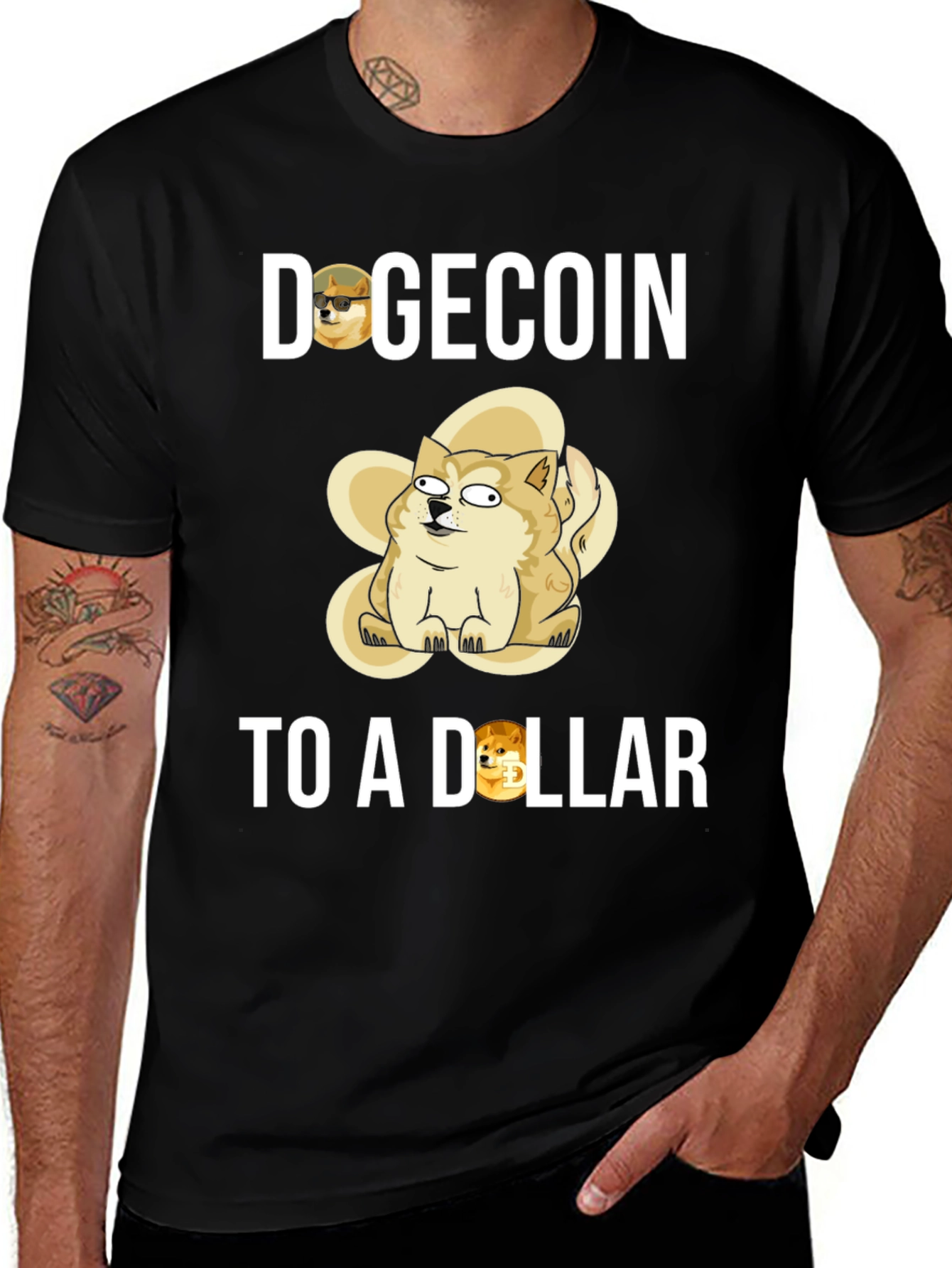 Dogecoin To a Dollar Black T-Shirt